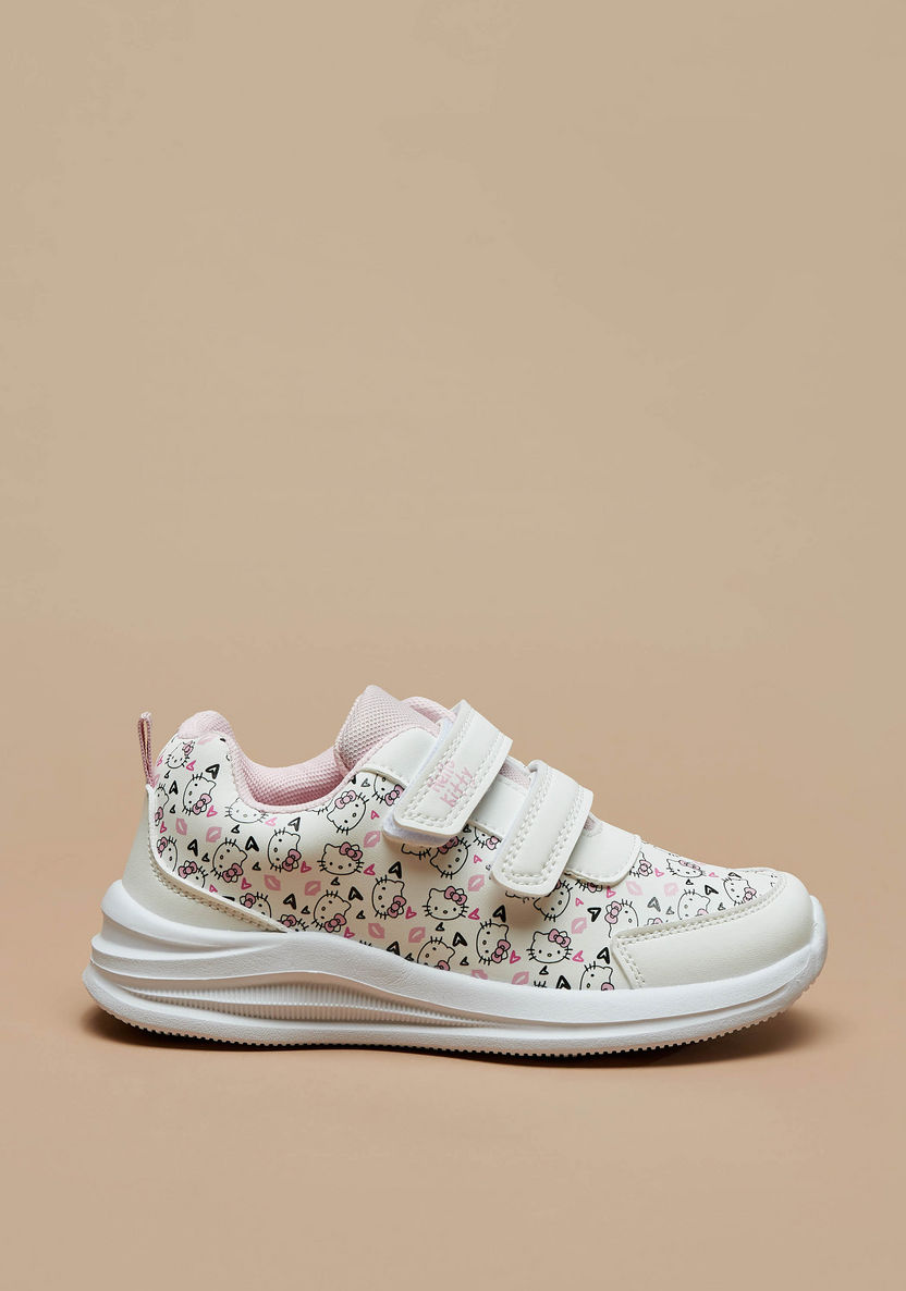 Hello Kitty Printed Sneakers with Hook and Loop Closure-Girl%27s Sneakers-image-2