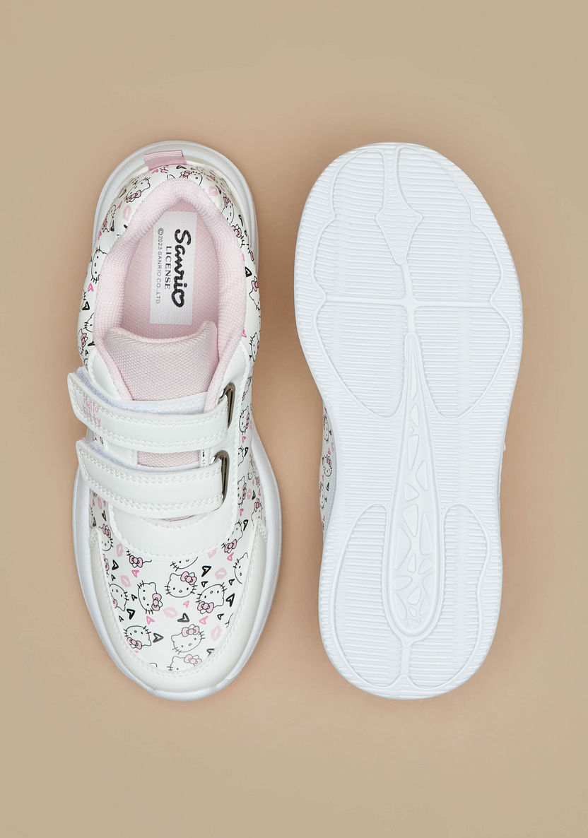 Hello Kitty Printed Sneakers with Hook and Loop Closure-Girl%27s Sneakers-image-3