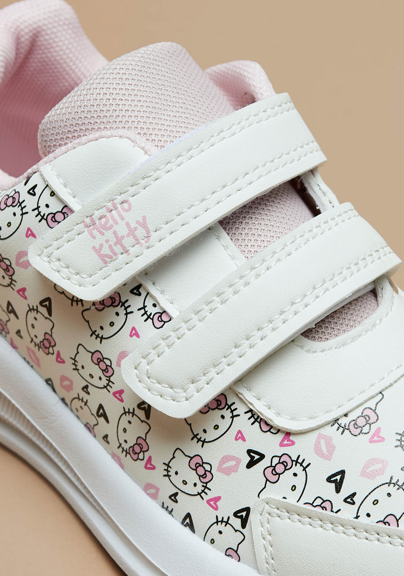 Hello Kitty Printed Sneakers with Hook and Loop Closure-Girl%27s Sneakers-image-4