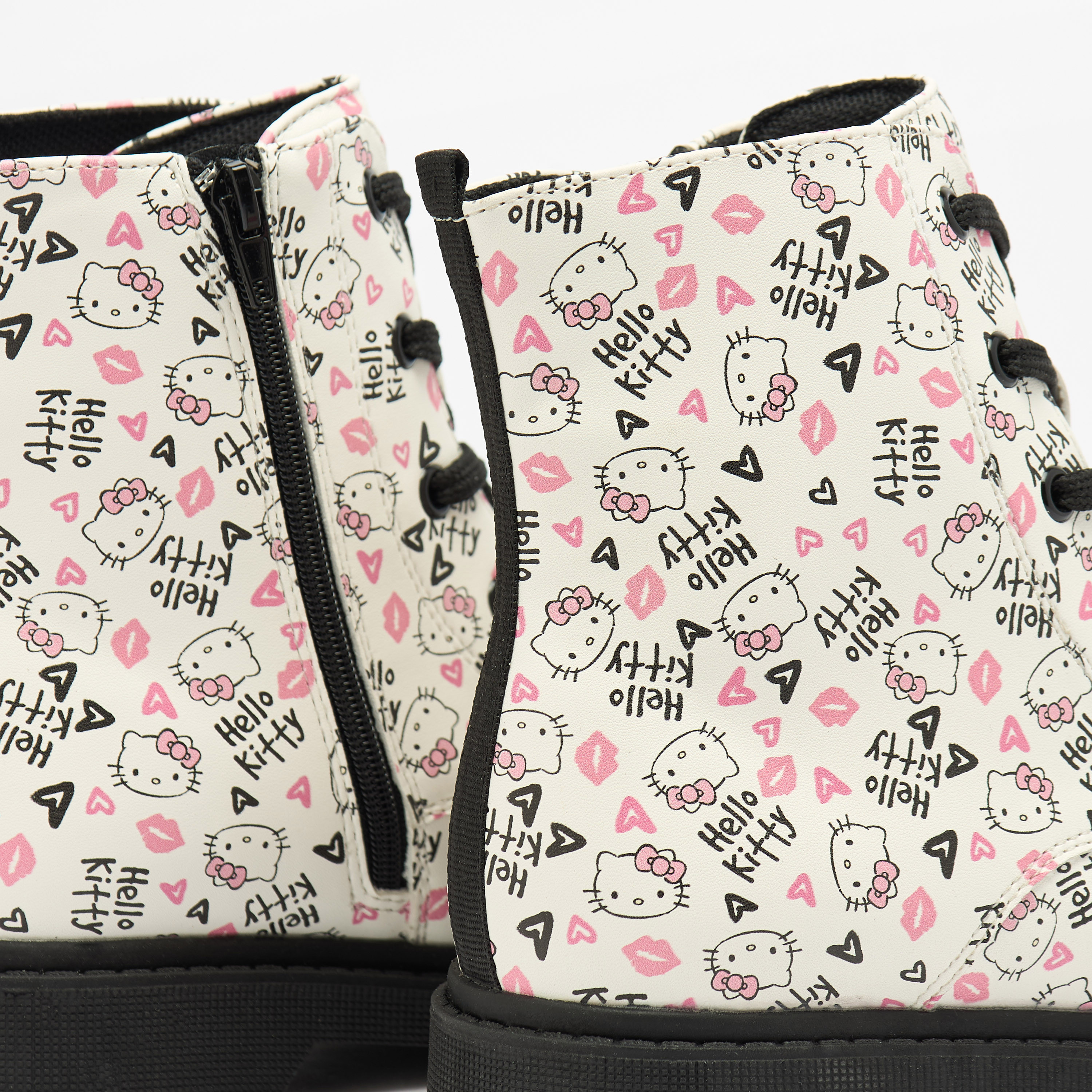 Hello Kitty Girls Printed Low Ankle Boots with Zip Closure-girls-shoes-boots-image-4