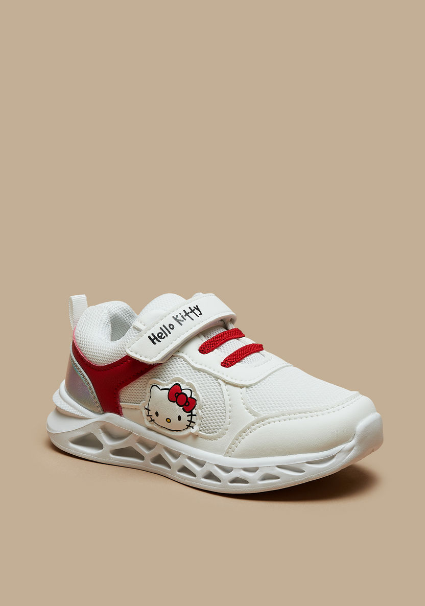 Hello Kitty Panelled Sneakers with Hook and Loop Closure-Girl%27s Sneakers-image-0