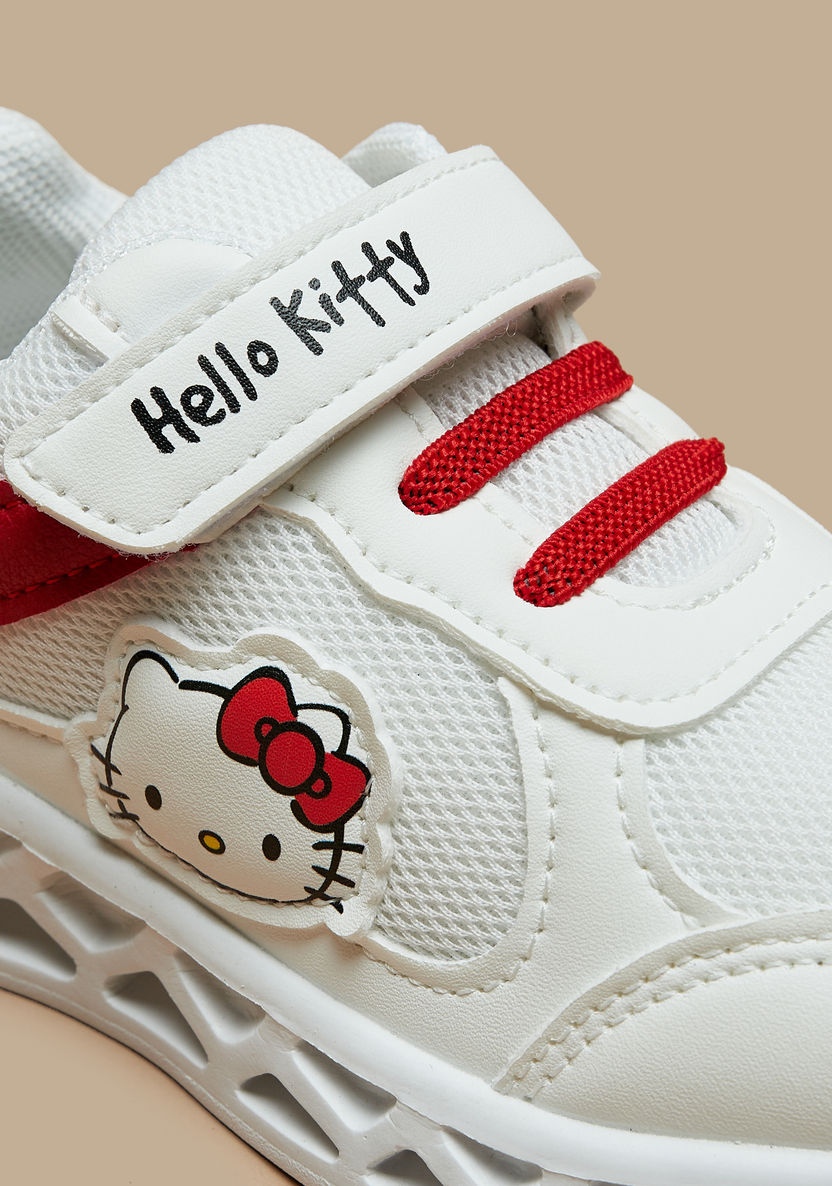 Hello Kitty Panelled Sneakers with Hook and Loop Closure-Girl%27s Sneakers-image-4