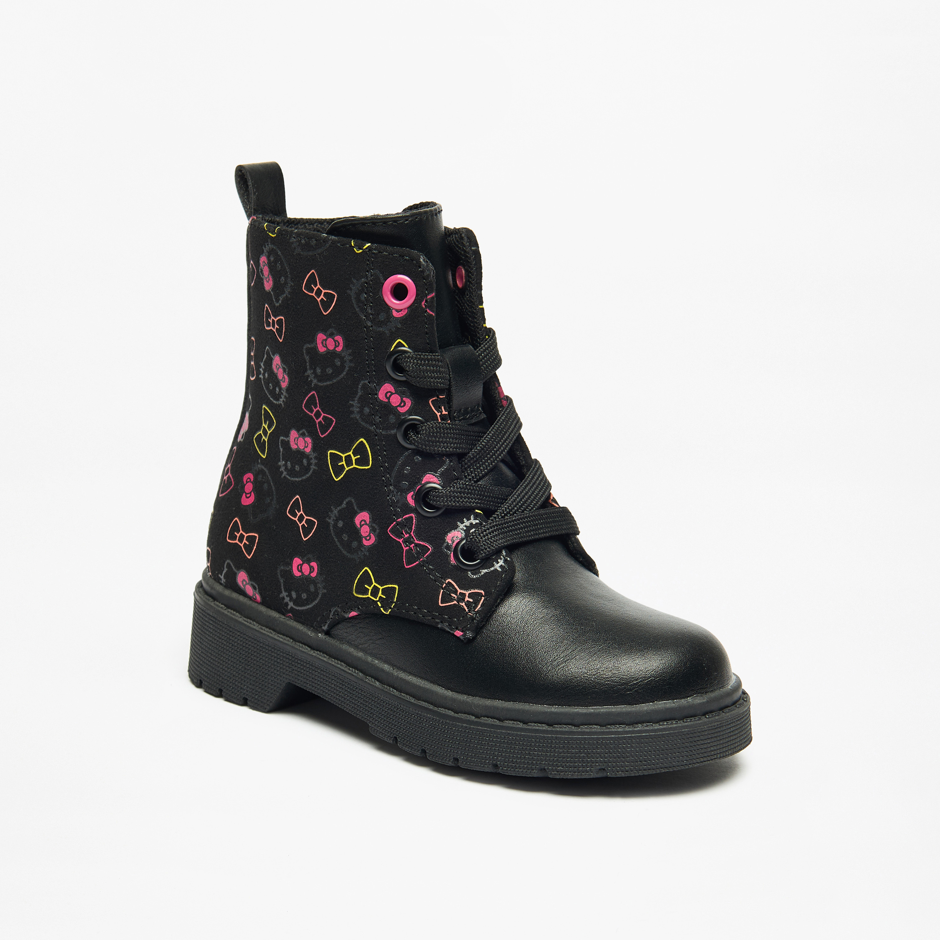 Hello Kitty Printed Low Ankle Boots with Zip Closure-girls-shoes-boots-image-1