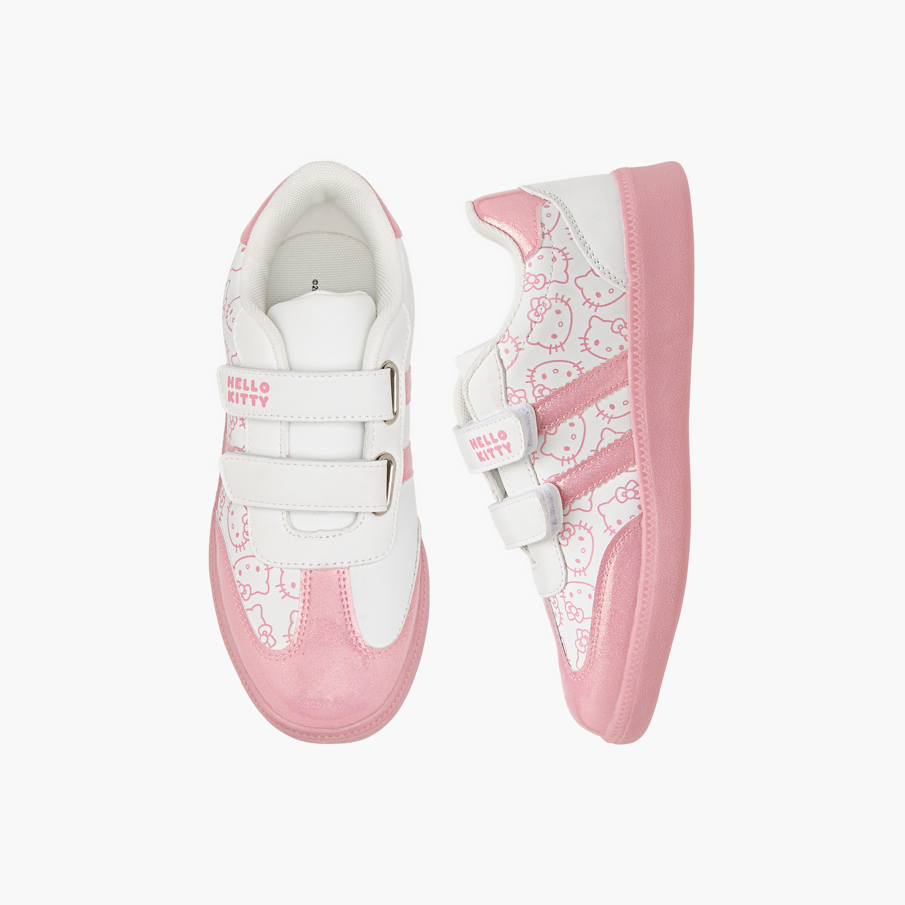 Hello Kitty Printed Sneakers with Hook and Loop Closure-girls-shoes-sneakers-image-1