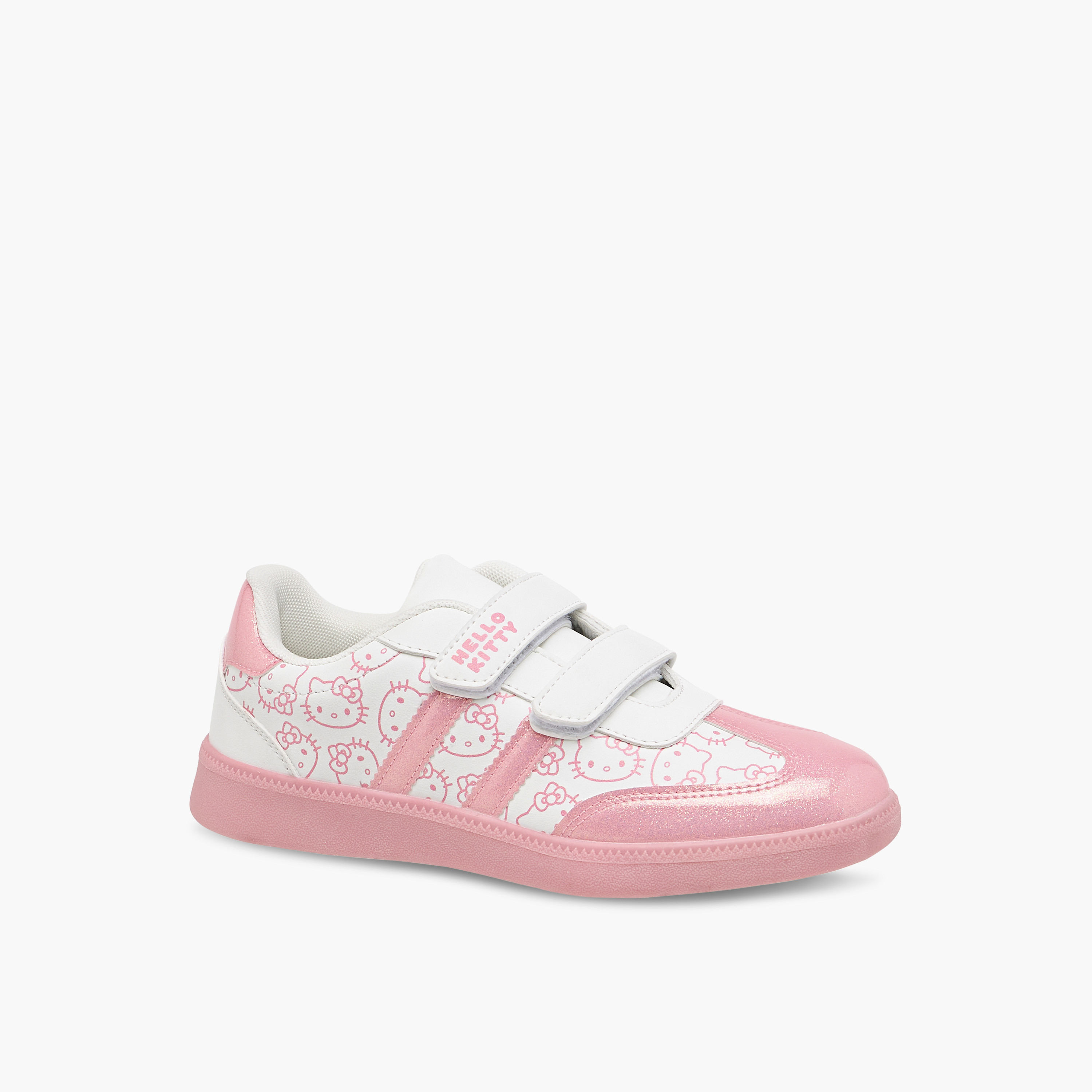 Hello Kitty Printed Sneakers with Hook and Loop Closure-girls-shoes-sneakers-image-2