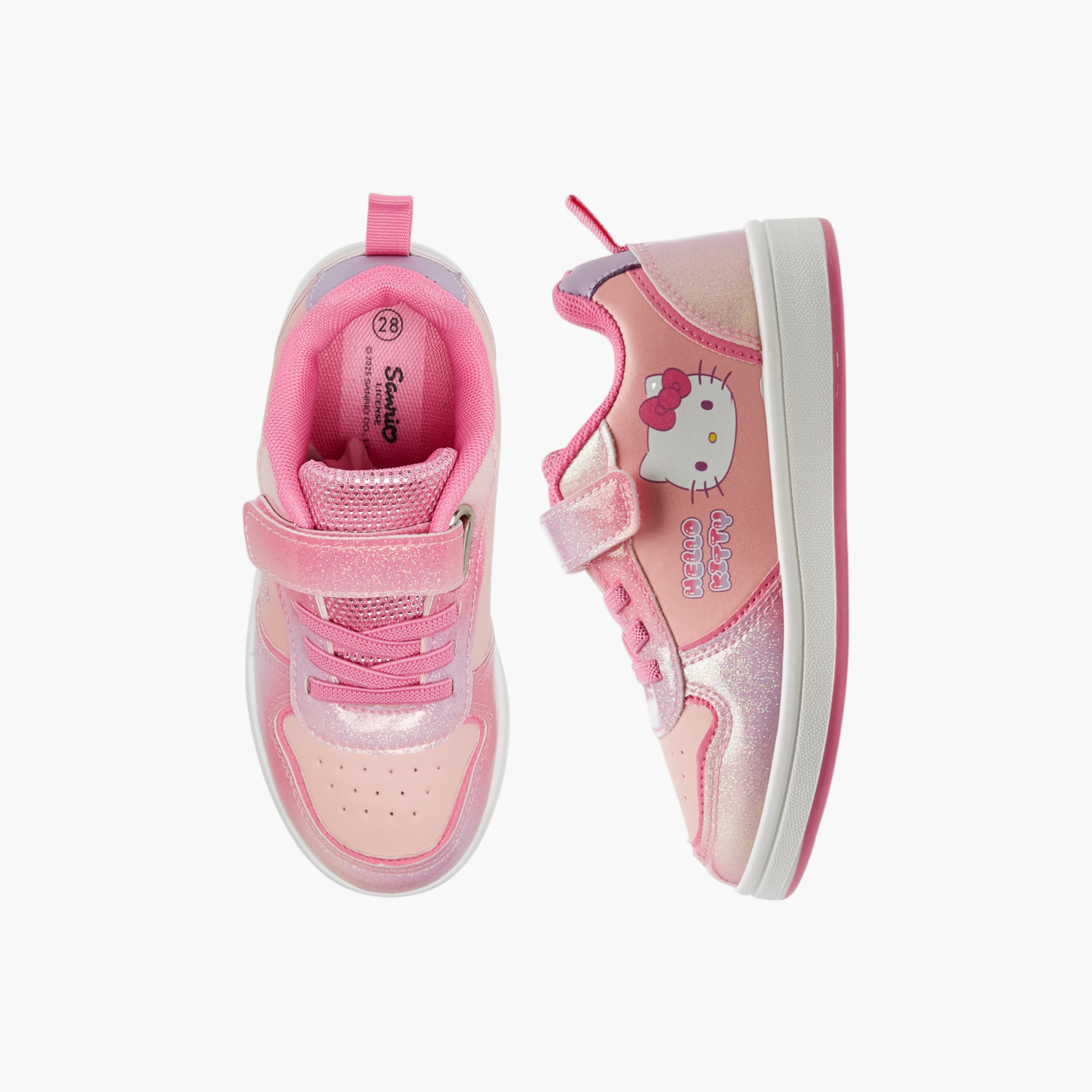 Hello Kitty Printed Glitter Sneakers with Hook and Loop Closure-girls-shoes-sneakers-image-1