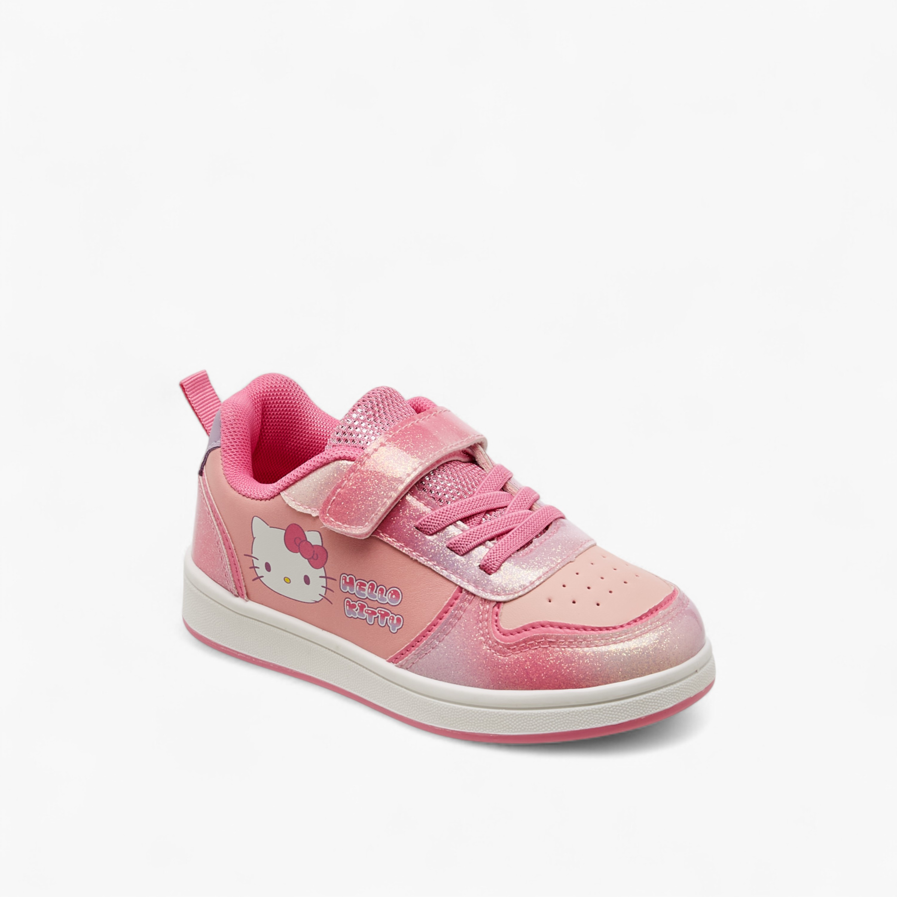 Hello Kitty Printed Glitter Sneakers with Hook and Loop Closure-girls-shoes-sneakers-image-2