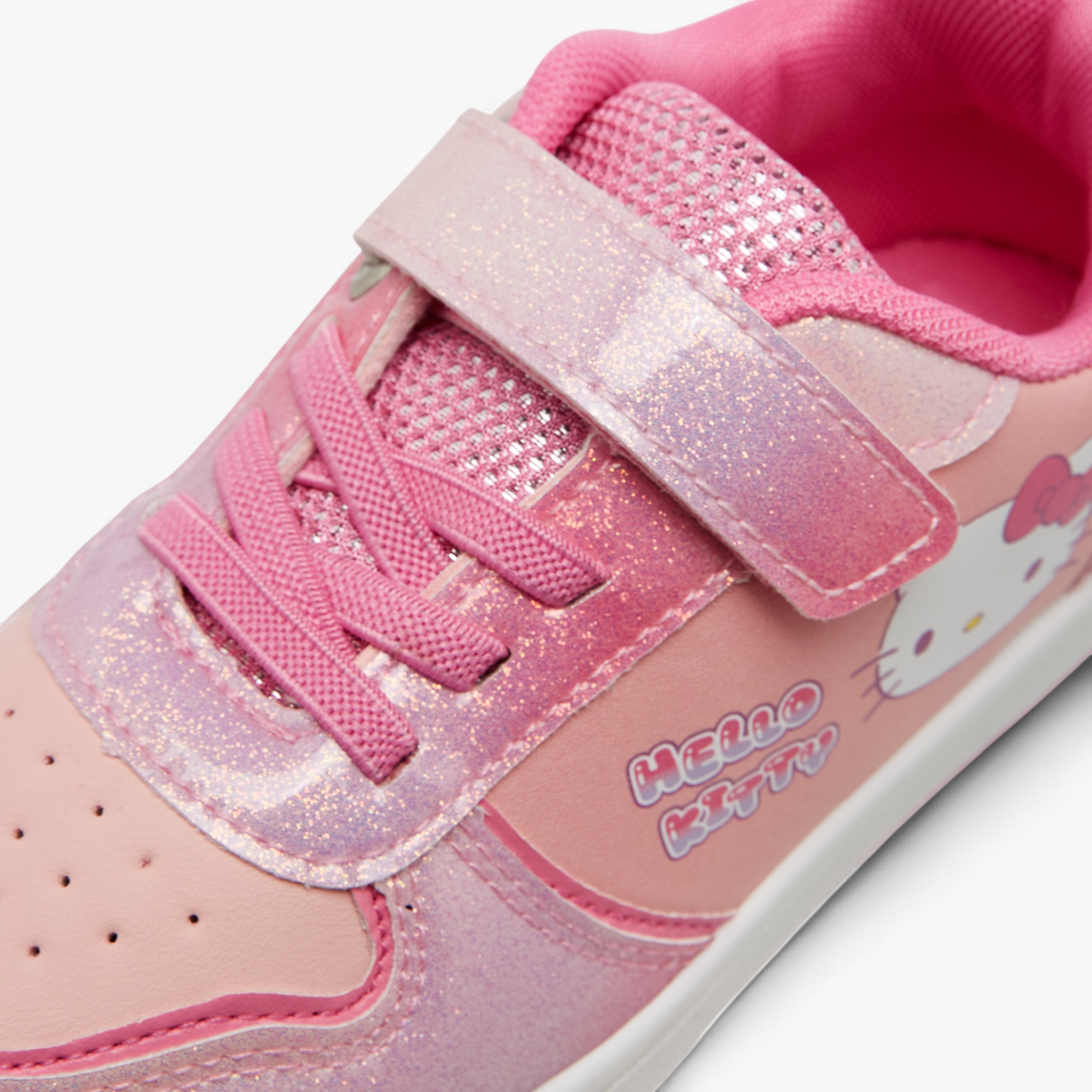 Hello Kitty Printed Glitter Sneakers with Hook and Loop Closure-girls-shoes-sneakers-image-4