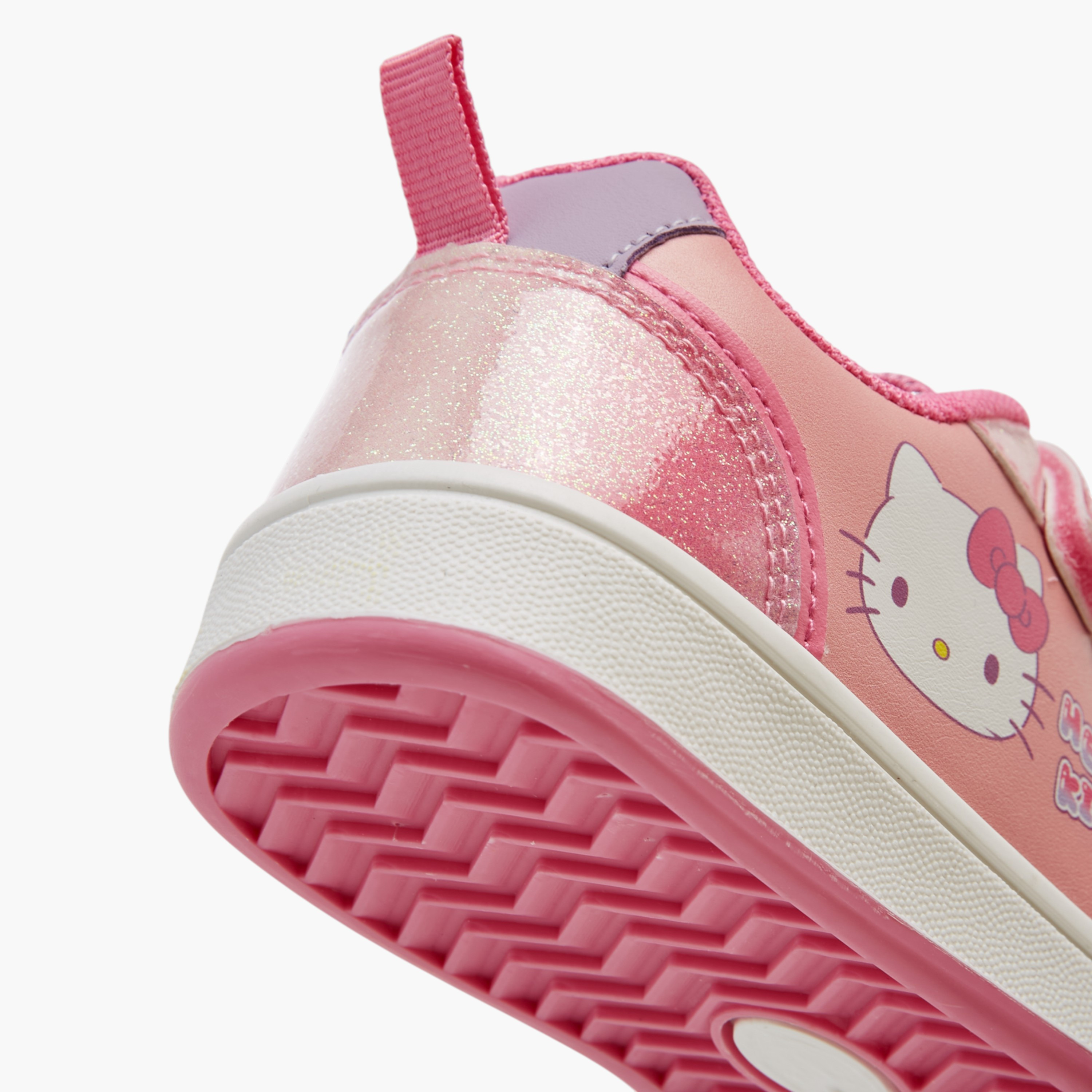 Hello Kitty Printed Glitter Sneakers with Hook and Loop Closure-girls-shoes-sneakers-image-5