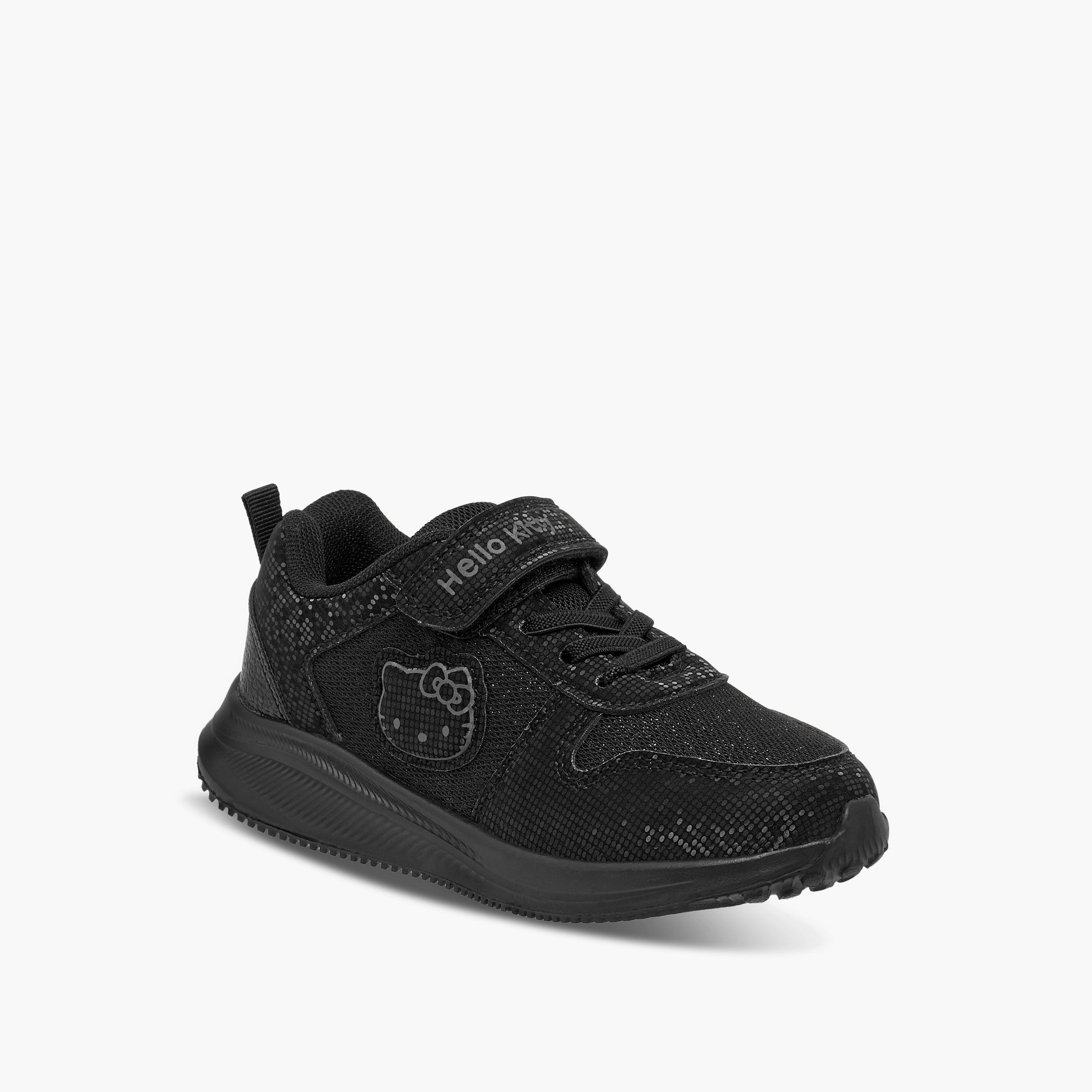 حذاء مدرسي بشريط إغلاق لاصق وتزيينات هالو كيتي-girls-shoes-schoolshoes-image-2