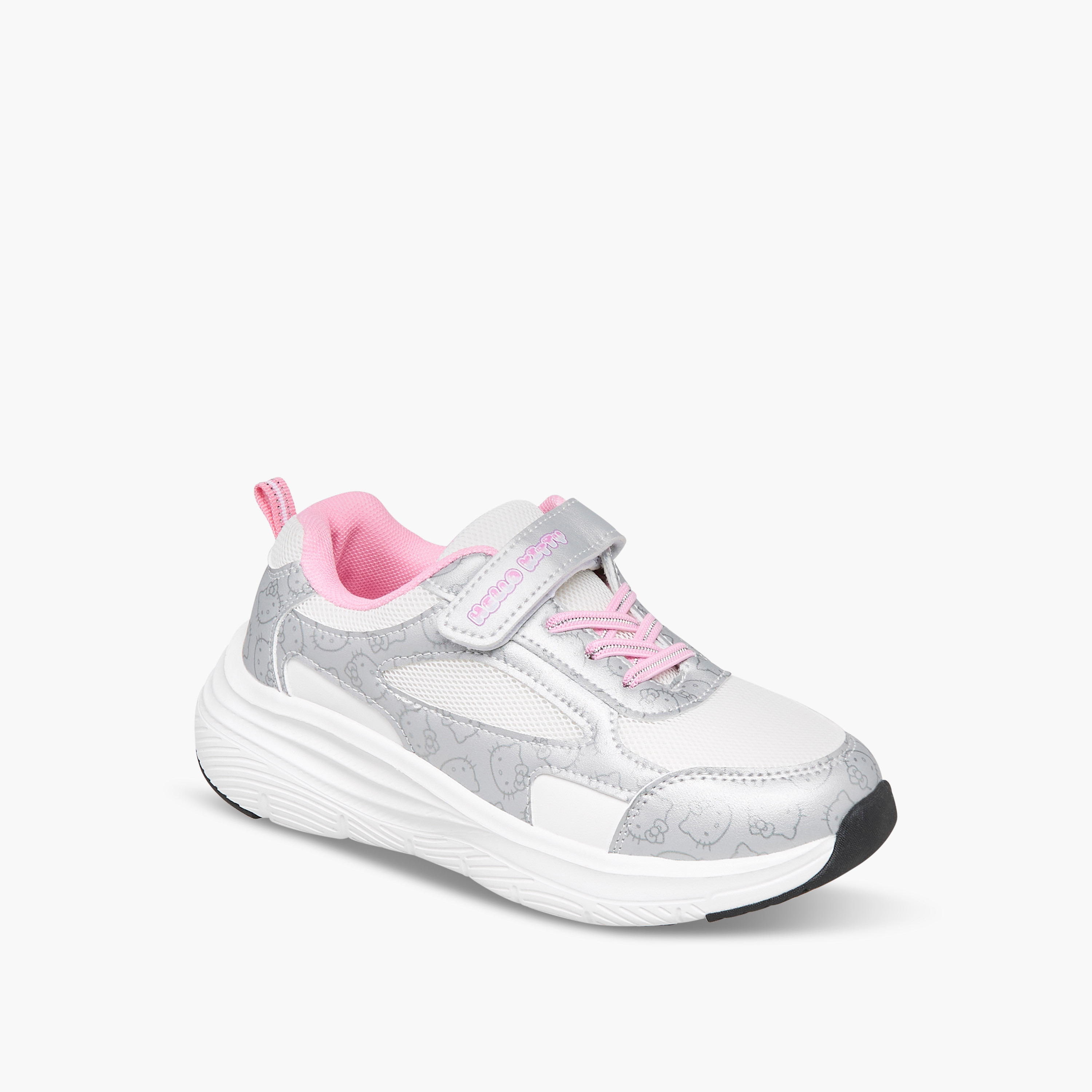Hello Kitty Printed Sneakers with Hook and Loop Closure-girls-shoes-sneakers-image-2