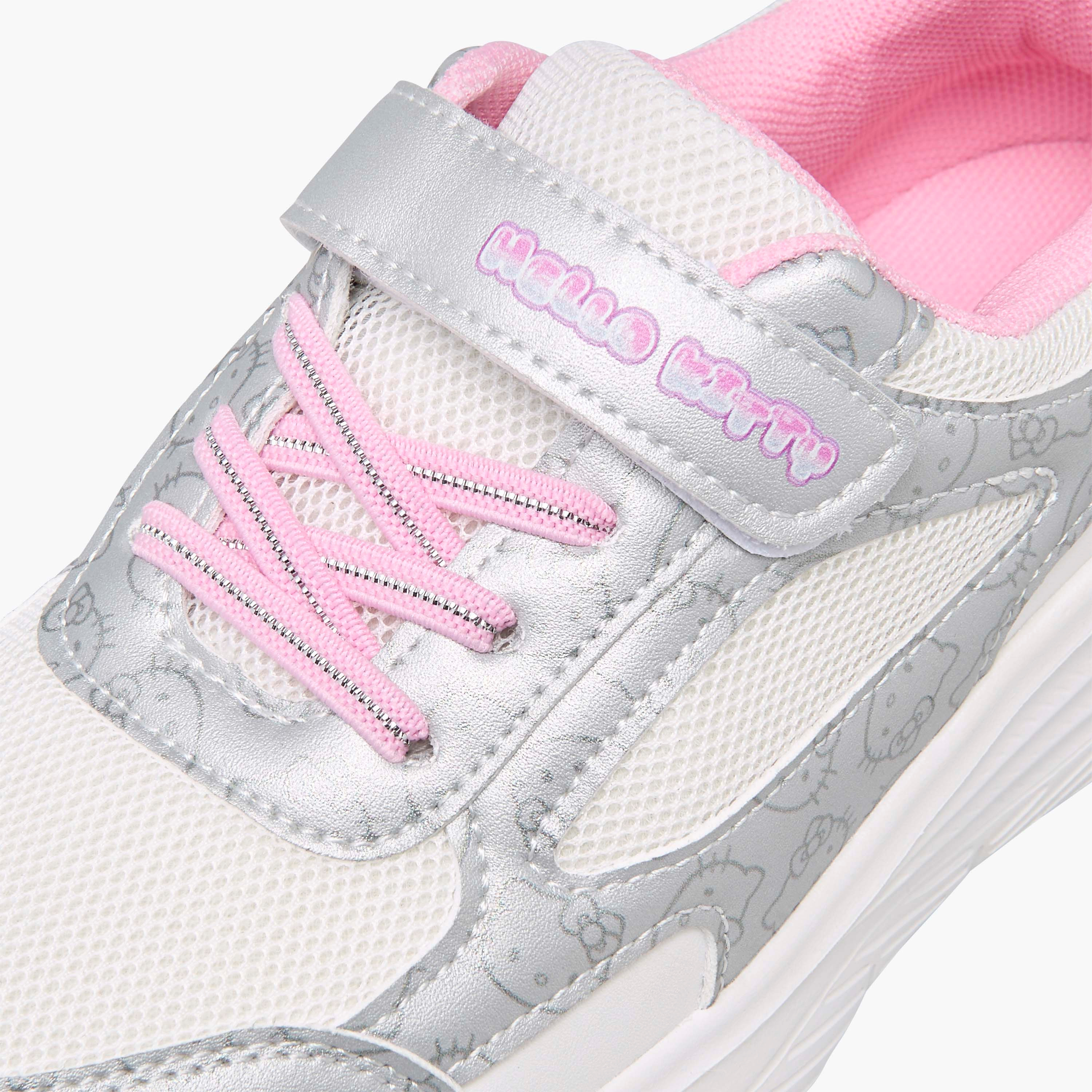 Hello Kitty Printed Sneakers with Hook and Loop Closure-girls-shoes-sneakers-image-4