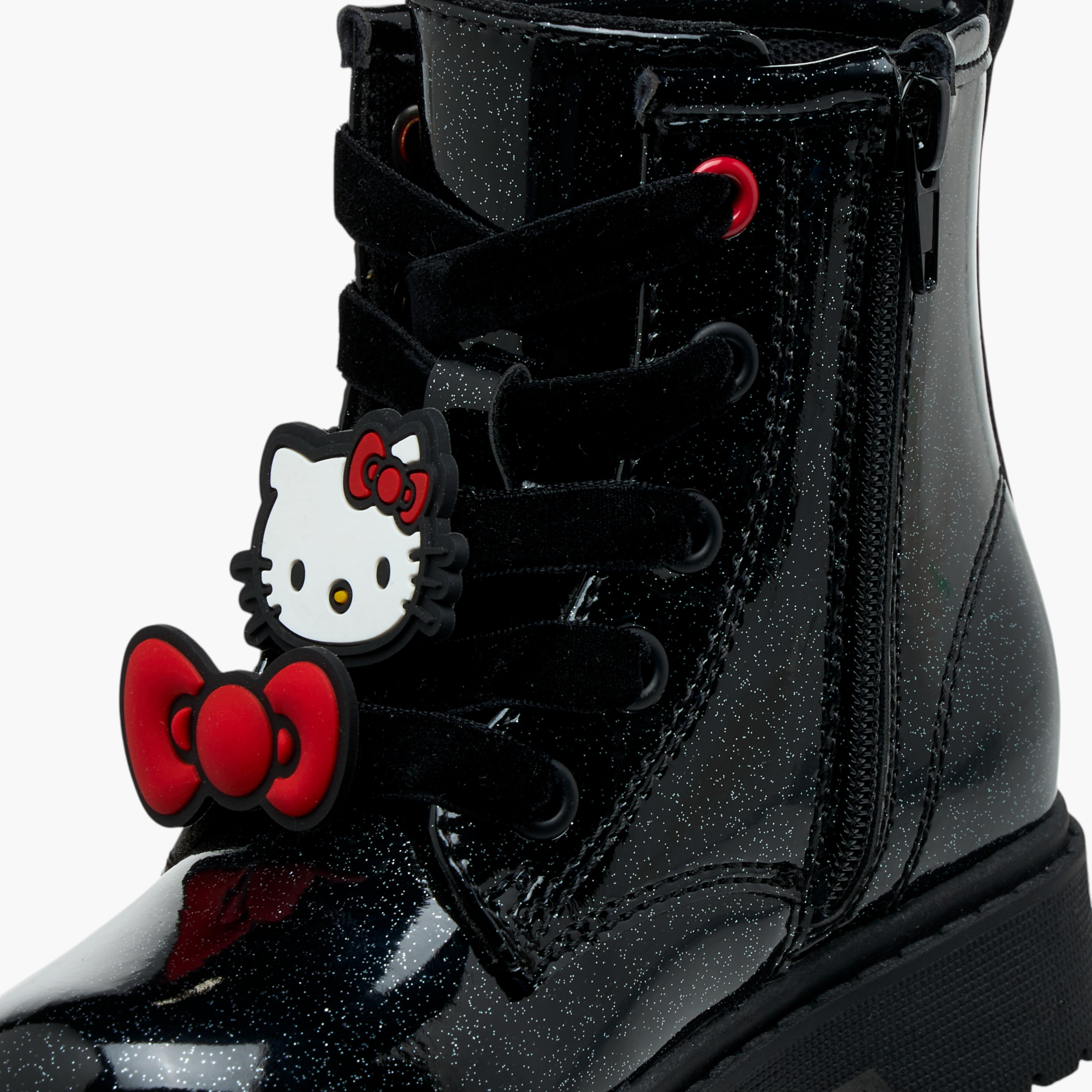 Hello Kitty Applique Accent Ankle Boots with Zip Closure-girls-shoes-boots-image-5
