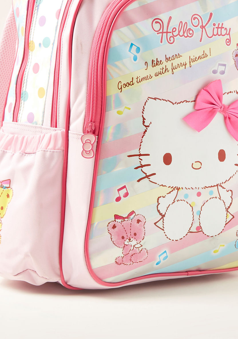 Hello Kitty Print Backpack with Adjustable Straps - 18 inches-Backpacks-image-3