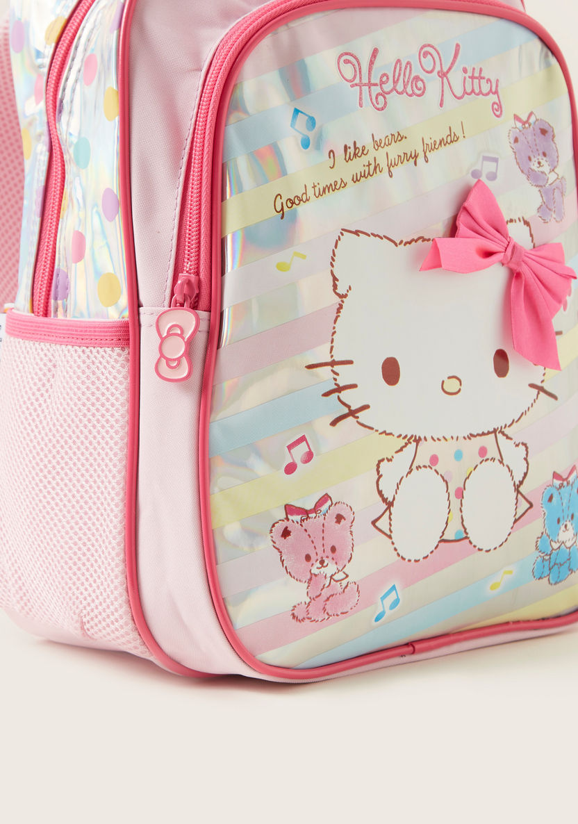 Hello Kitty Print Backpack with Adjustable Straps - 14 inches-Backpacks-image-3