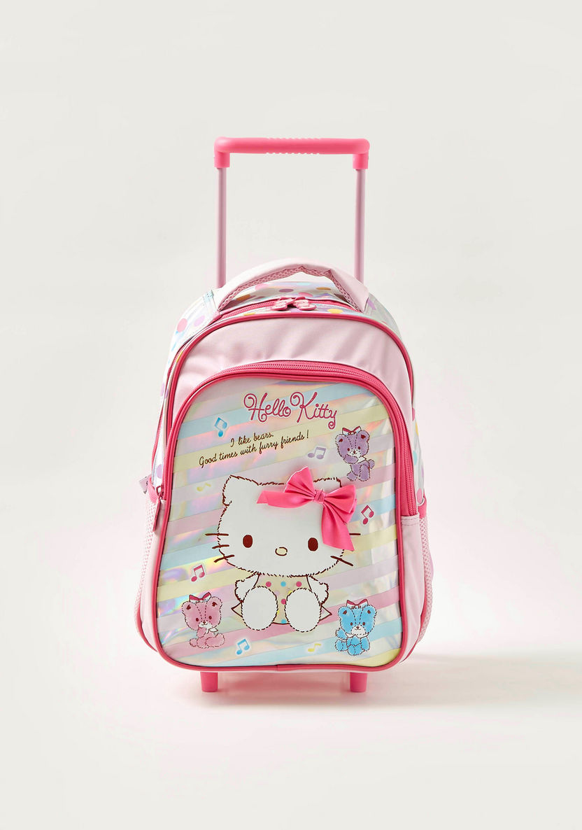 Hello Kitty Print Trolley Backpack with Retractable Handle - 14 inches-Trolleys-image-0