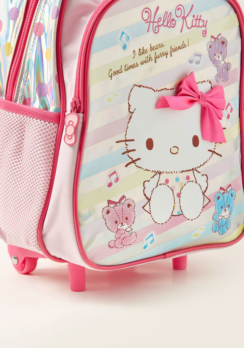 Hello Kitty Print Trolley Backpack with Retractable Handle - 14 inches-Trolleys-image-3