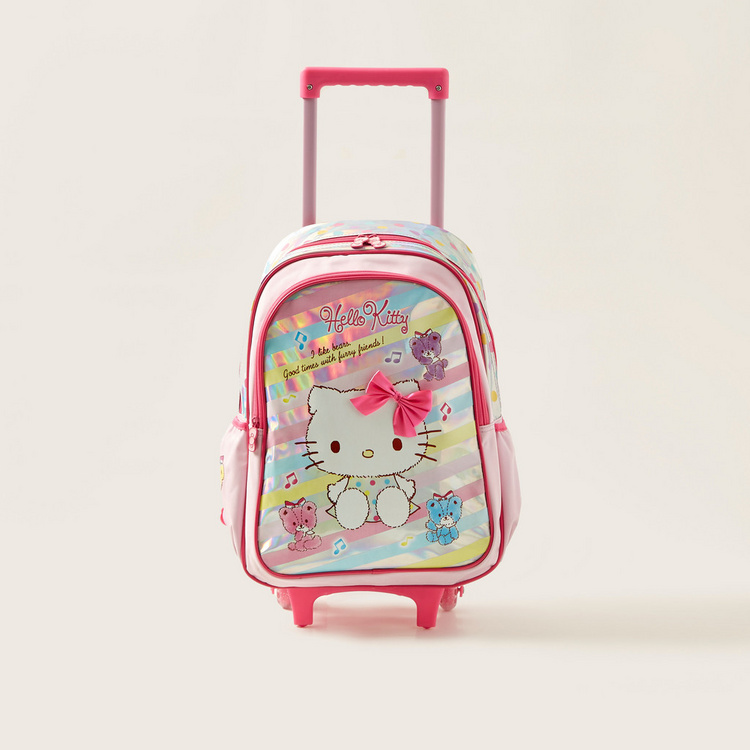 Hello Kitty Print Trolley Backpack with Retractable Handle - 18 inches