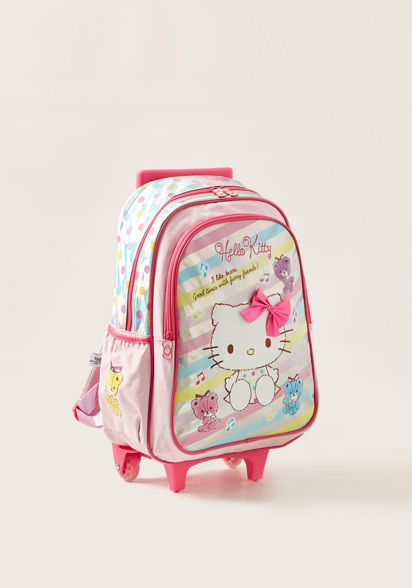 Hello Kitty Print Trolley Backpack with Retractable Handle - 18 inches-Trolleys-image-1