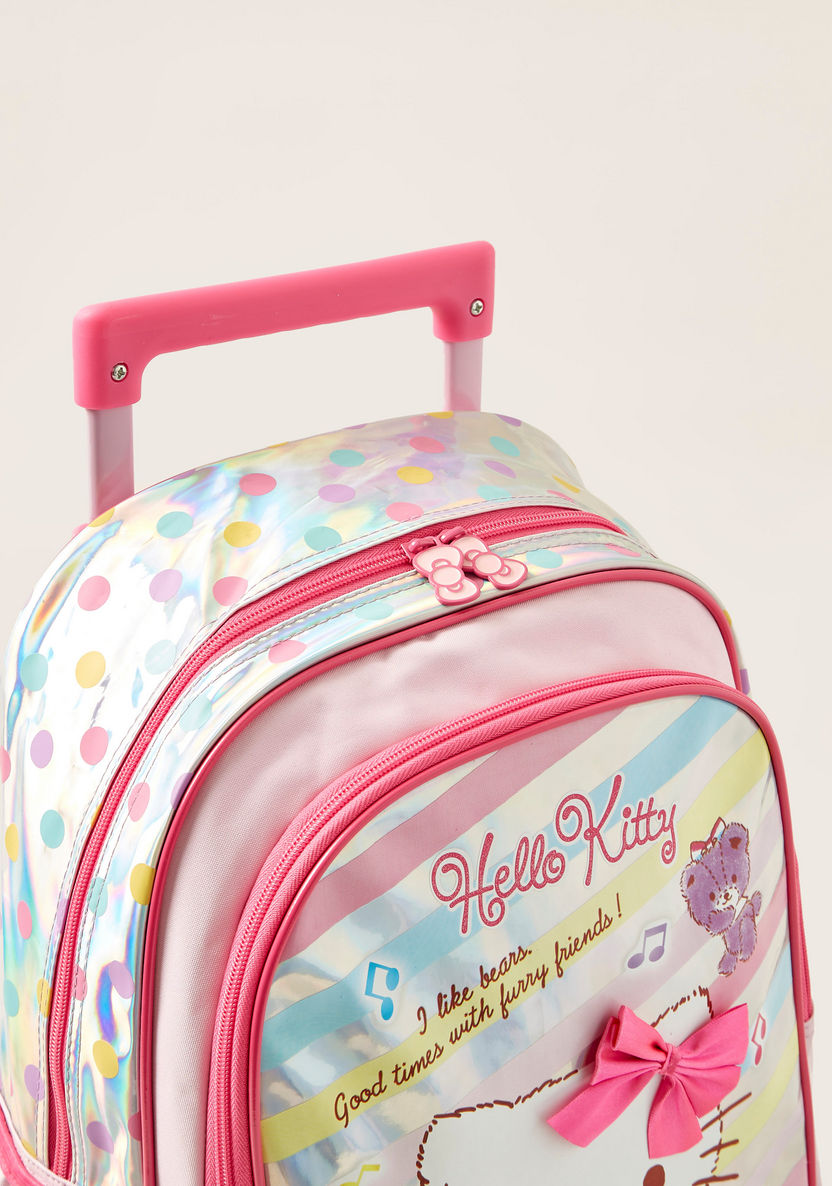 Hello Kitty Print Trolley Backpack with Retractable Handle - 18 inches-Trolleys-image-2
