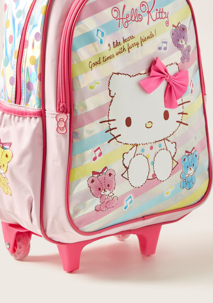 Hello Kitty Print Trolley Backpack with Retractable Handle - 18 inches-Trolleys-image-3