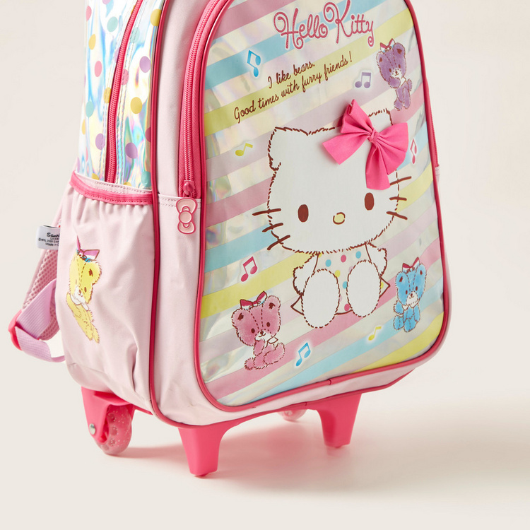 Hello Kitty Print Trolley Backpack with Retractable Handle - 18 inches