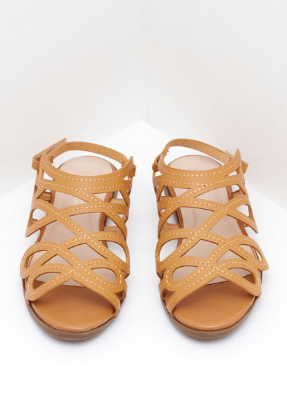 Strappy Flat Sandals with Hook and Loop Closure-Girl%27s Sandals-image-1