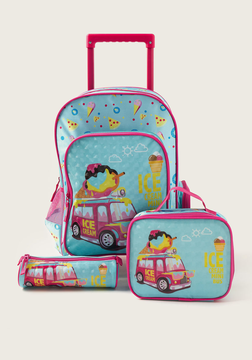 Juniors Printed Trolley Backpack with Lunch Bag and Pencil Case-School Sets-image-0