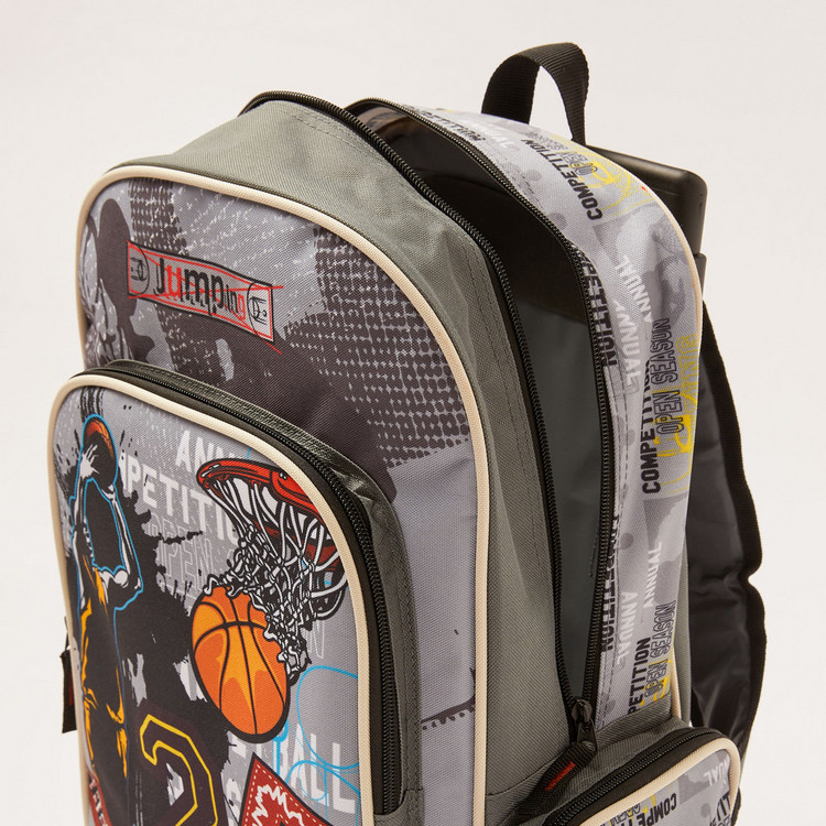 Juniors Printed Trolley Backpack with Lunch Bag and Pencil Pouch