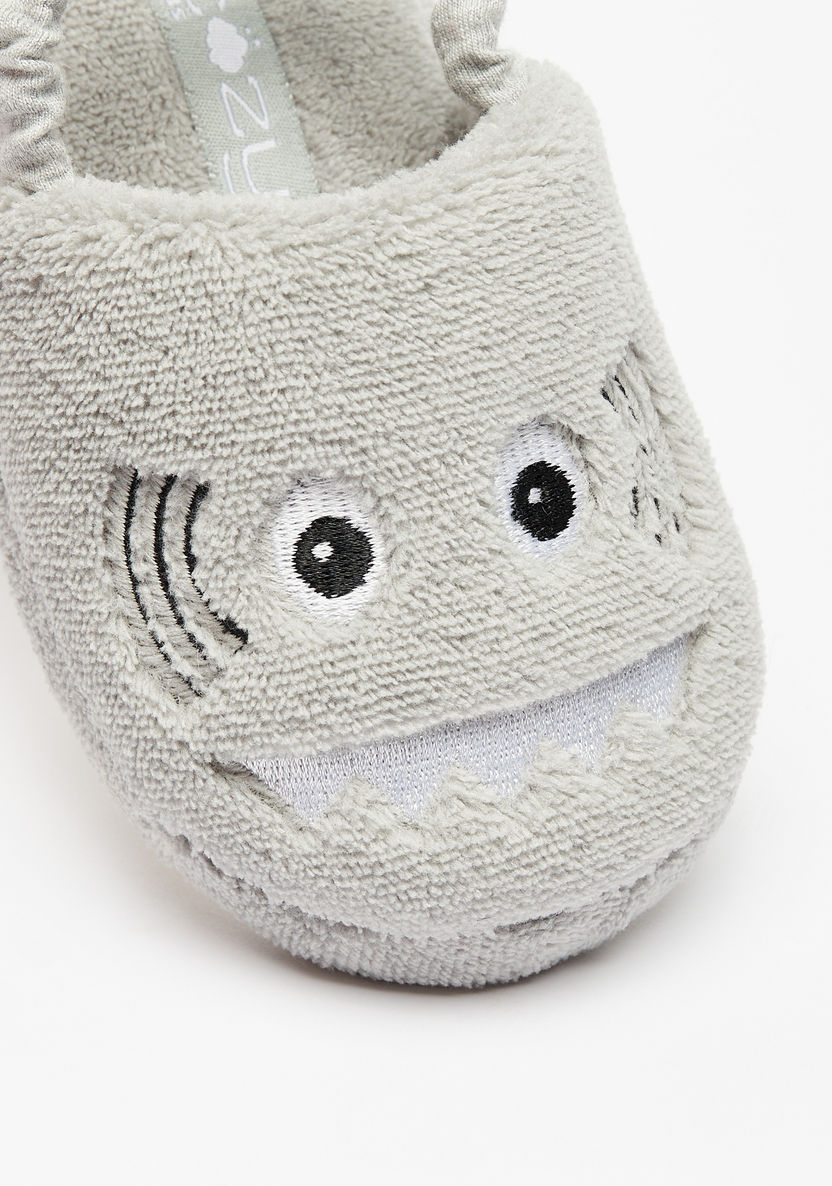 Cozy Shark Face Embroidered Bedroom Mules with Elasticated Strap-Boy%27s Bedroom Slippers-image-3