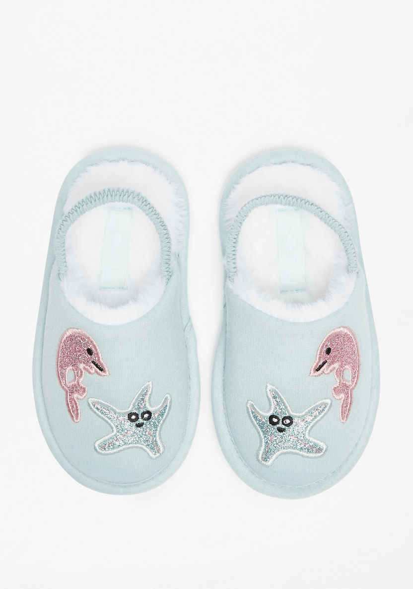 Cozy Embroidered Bedroom Mules with Elasticated Strap-Girl%27s Bedroom Slippers-image-0