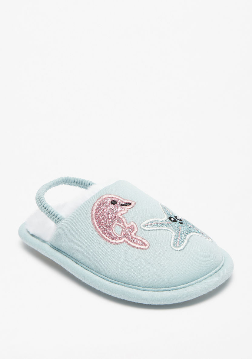 Cozy Embroidered Bedroom Mules with Elasticated Strap-Girl%27s Bedroom Slippers-image-1