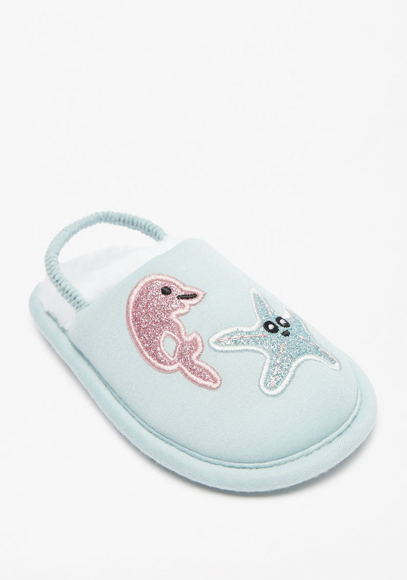 Cozy Embroidered Bedroom Mules with Elasticated Strap-Girl%27s Bedroom Slippers-image-2