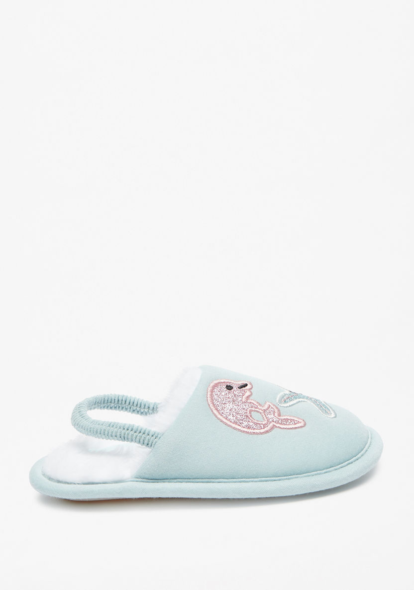 Cozy Embroidered Bedroom Mules with Elasticated Strap-Girl%27s Bedroom Slippers-image-3