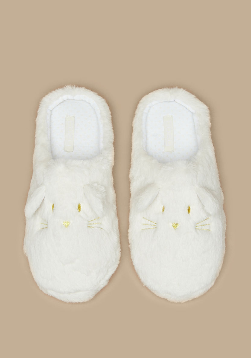 Cozy Applique Detail Slip-On Mule Bedroom Slippers-Women%27s Bedroom Slippers-image-0