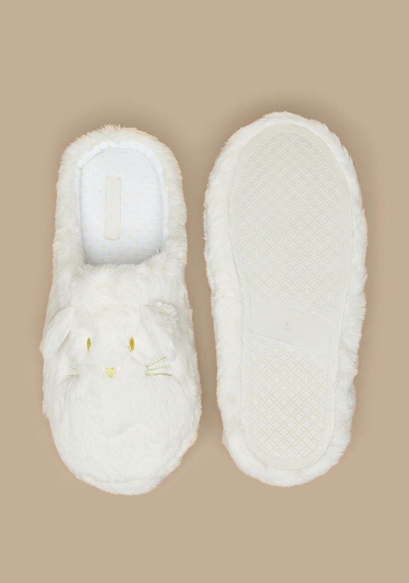 Cozy Applique Detail Slip-On Mule Bedroom Slippers-Women%27s Bedroom Slippers-image-4
