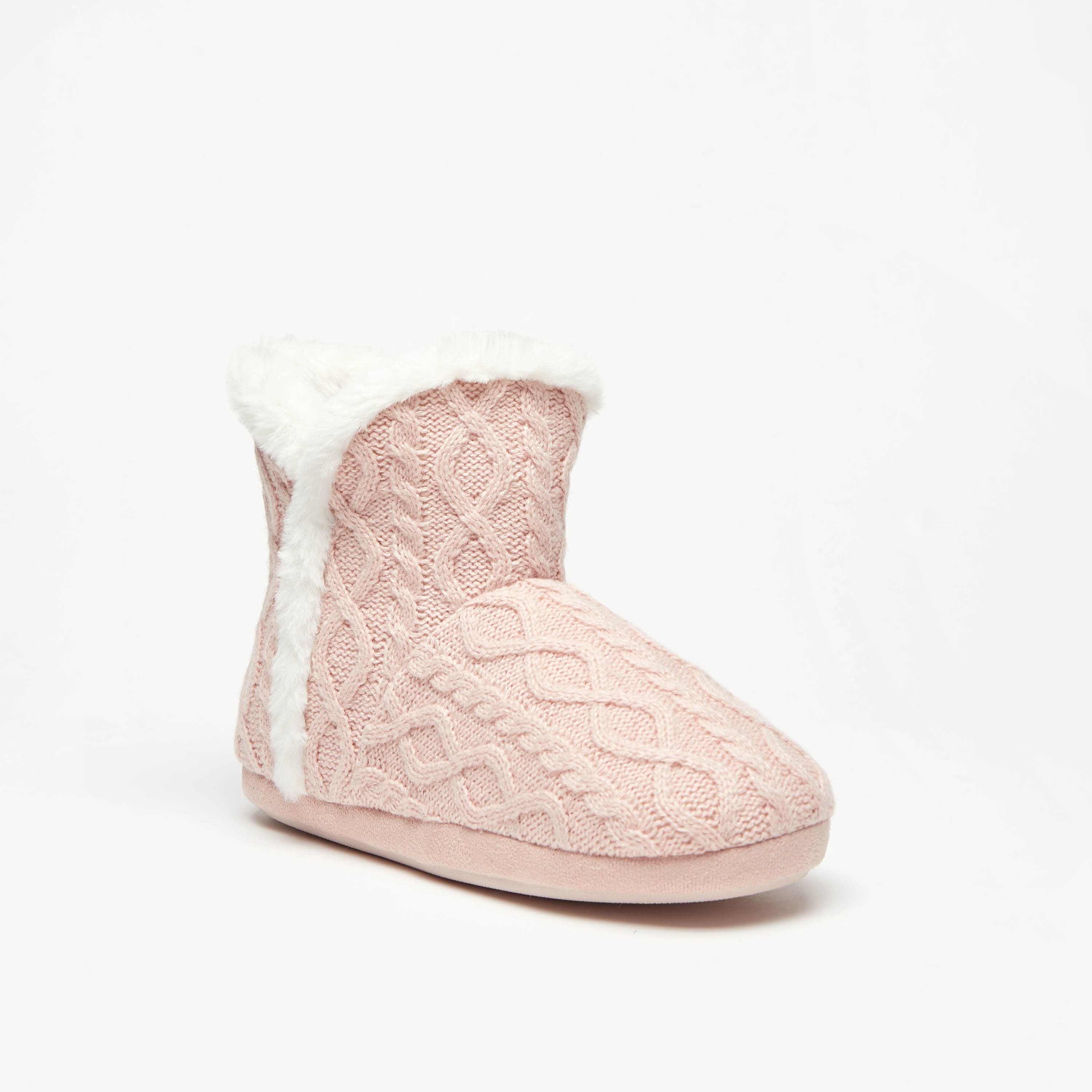 Cozy Cable Knit Textured Slip On Bedroom Boots