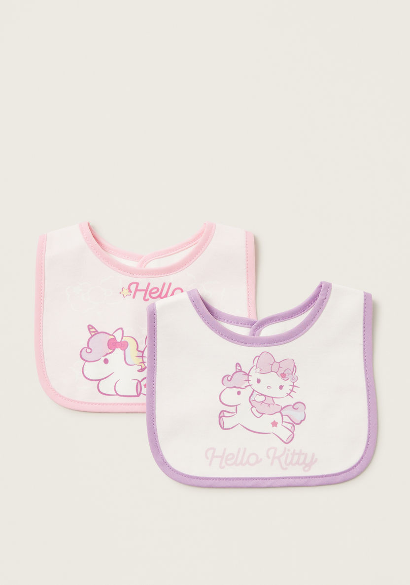 Sanrio Hello Kitty Print Bib with Button Closure - Set of 2-Bibs and Burp Cloths-image-0