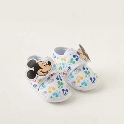 Juniors Mickey Mouse Print Booties with Applique Detail-Booties-image-1