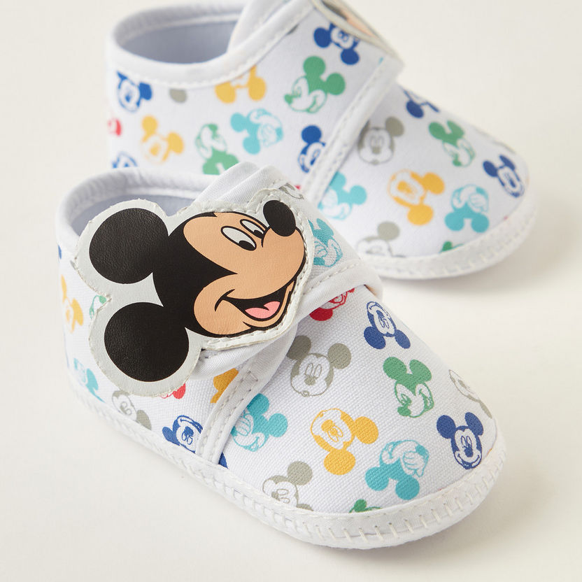 Juniors Mickey Mouse Print Booties with Applique Detail-Booties-image-2
