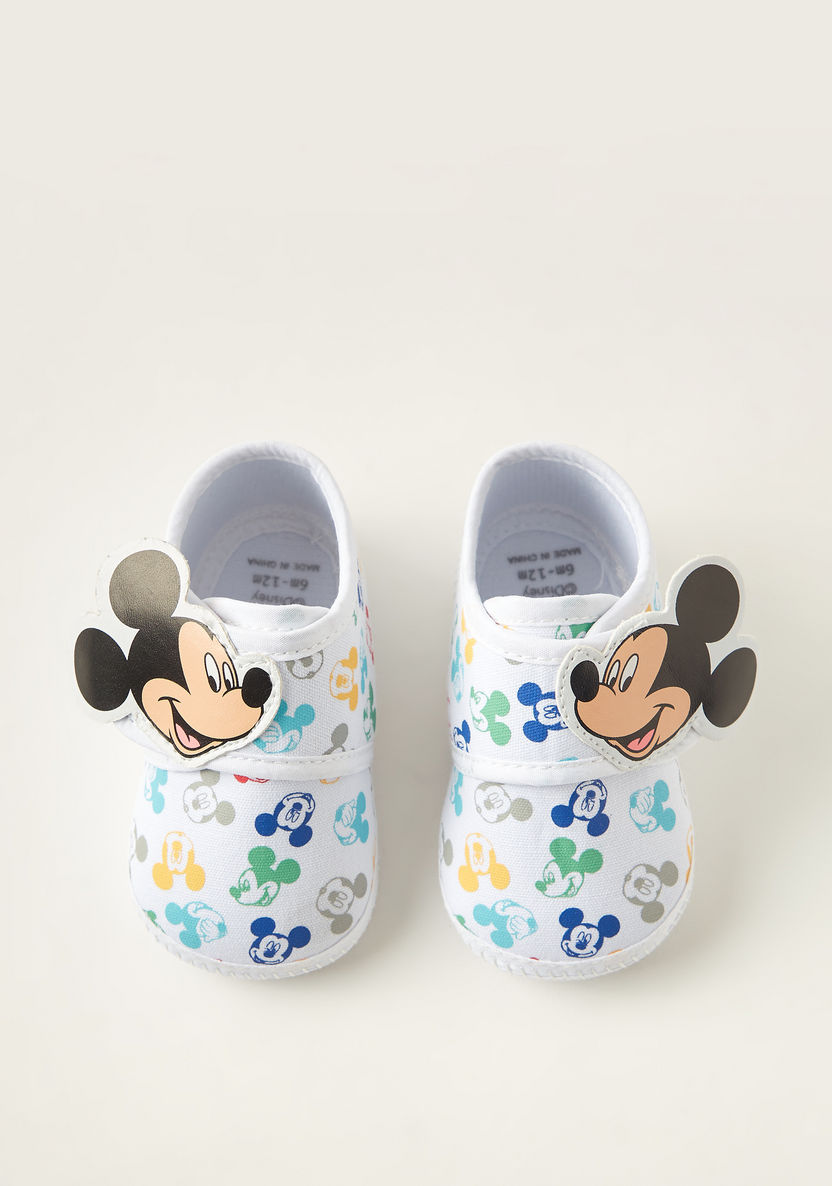 Juniors Mickey Mouse Print Booties with Applique Detail-Booties-image-4