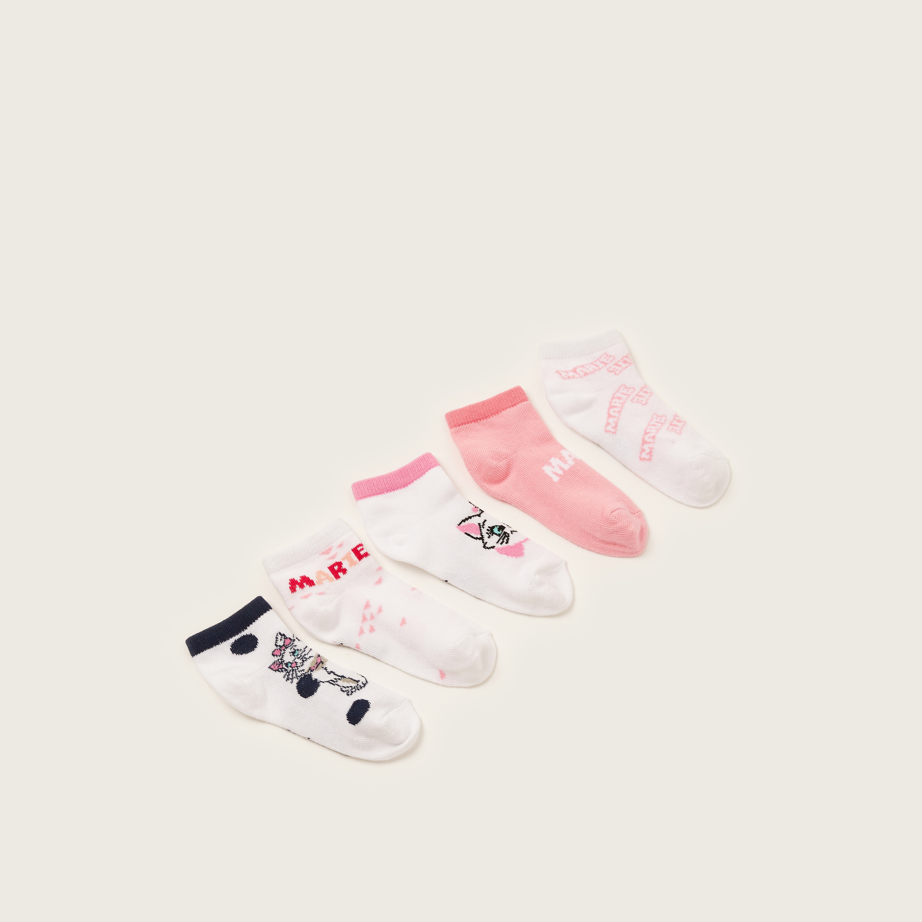 جوارب طول الكاحل بطبعات ماري من ديزني - طقم من 5 أزواج-baby-girls-accessories-socks-image-1