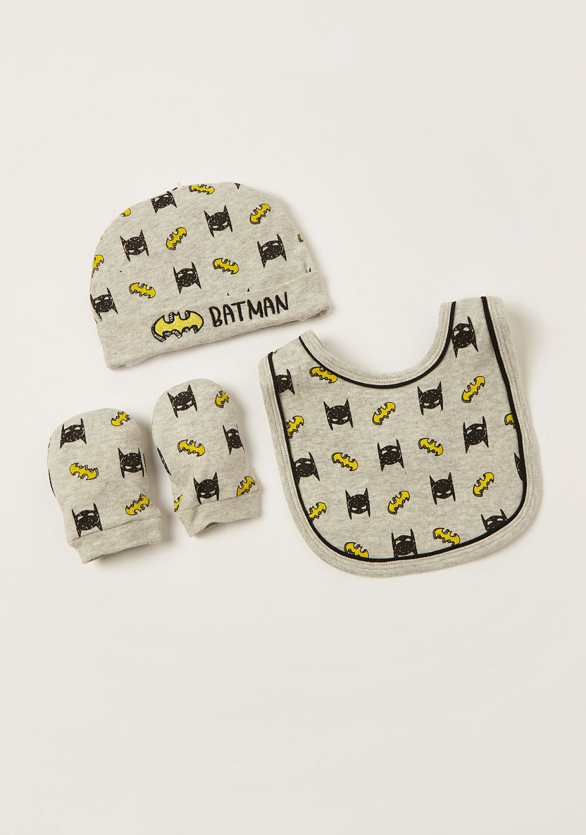 Batman Print Bib with Cap and Mittens-Bibs and Burp Cloths-image-0