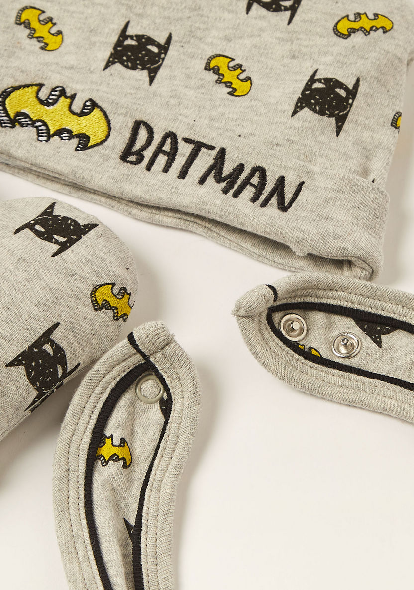 Batman Print Bib with Cap and Mittens-Bibs and Burp Cloths-image-3