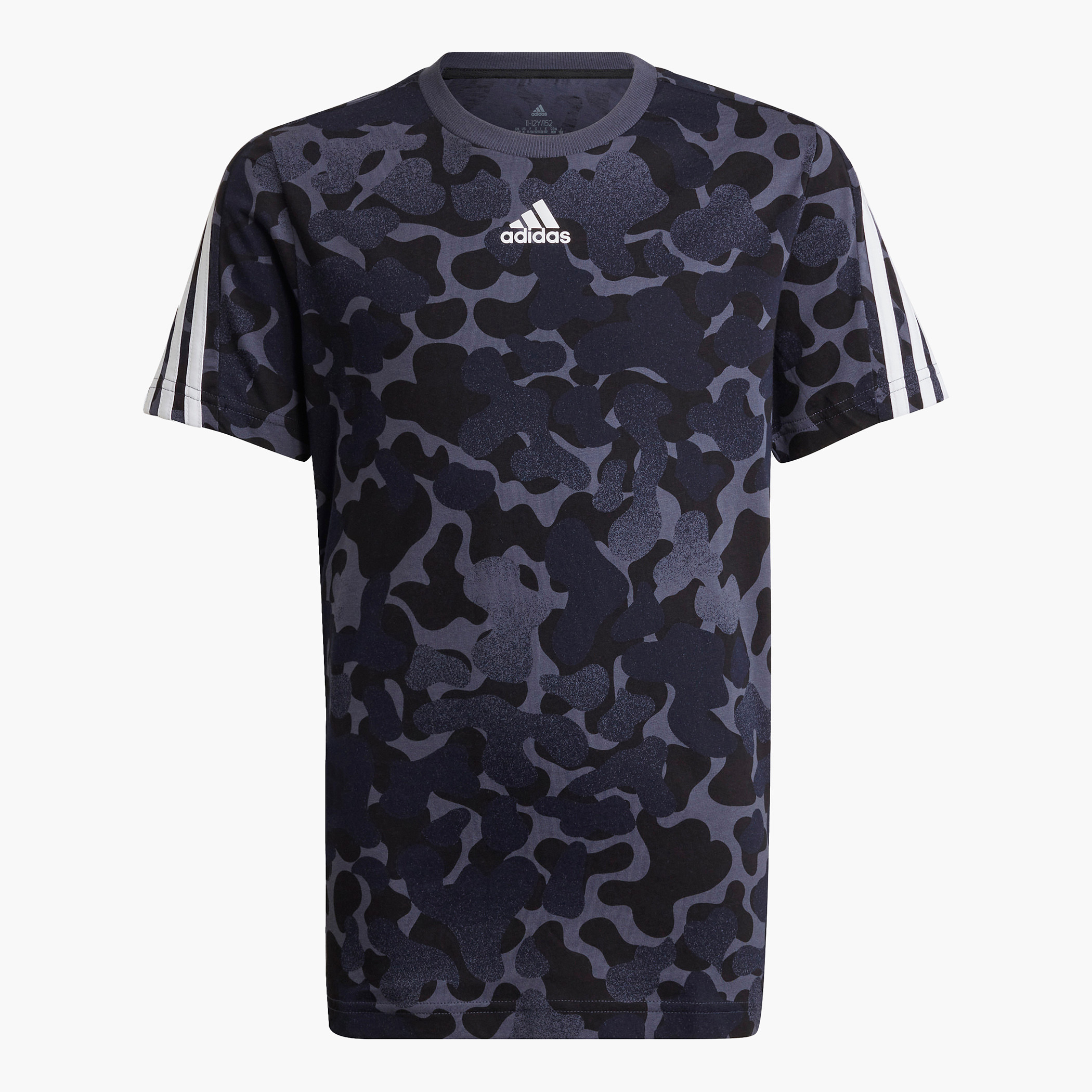 تيشيرت بياقة مستديرة وأكمام قصيرة وطبعات مموهة من أديداس-sports-boys-clothing-tops-image-1