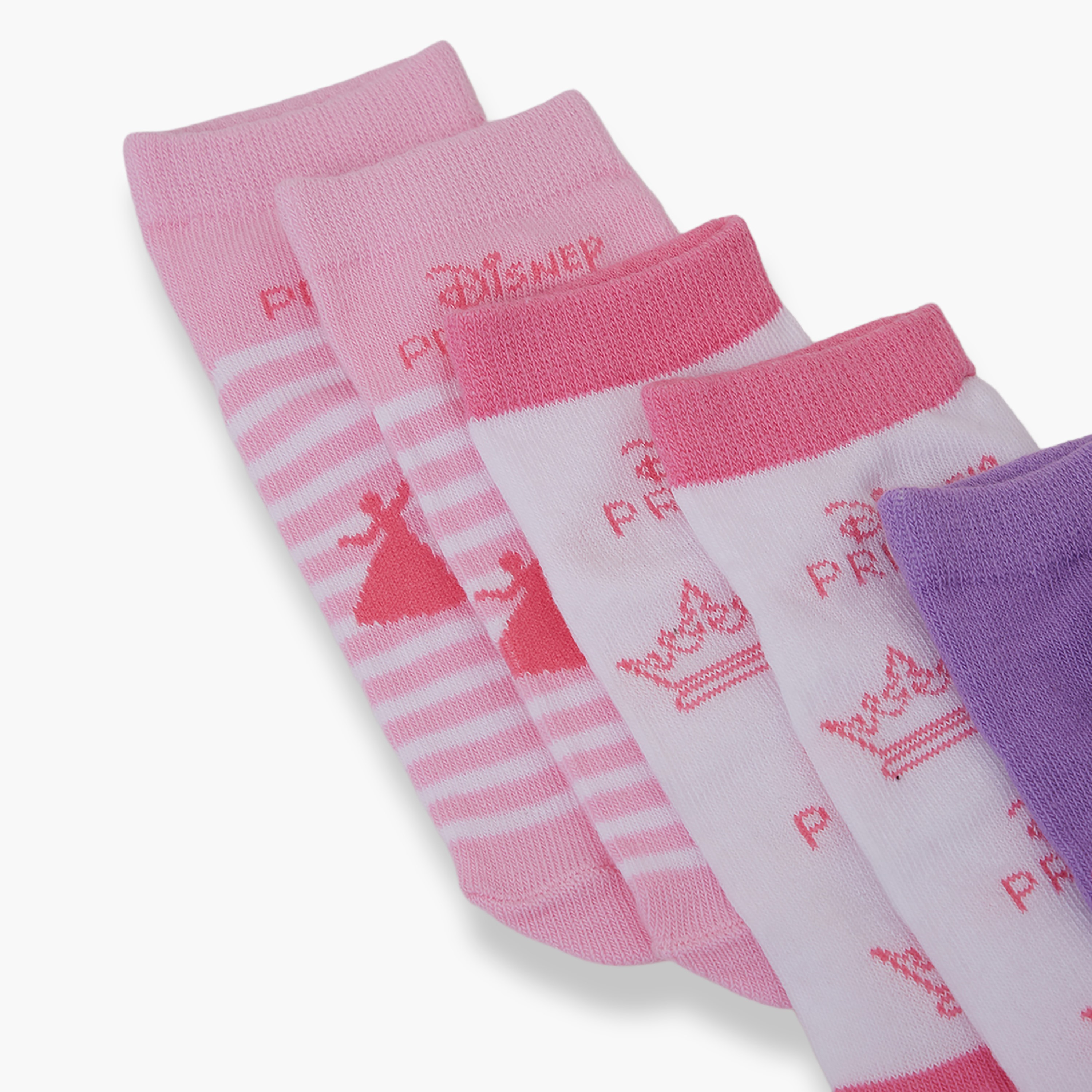 جوارب كاحل قطنية مطبوعة 3 أزواج من برنسيس-girls-accessories-socks-image-4