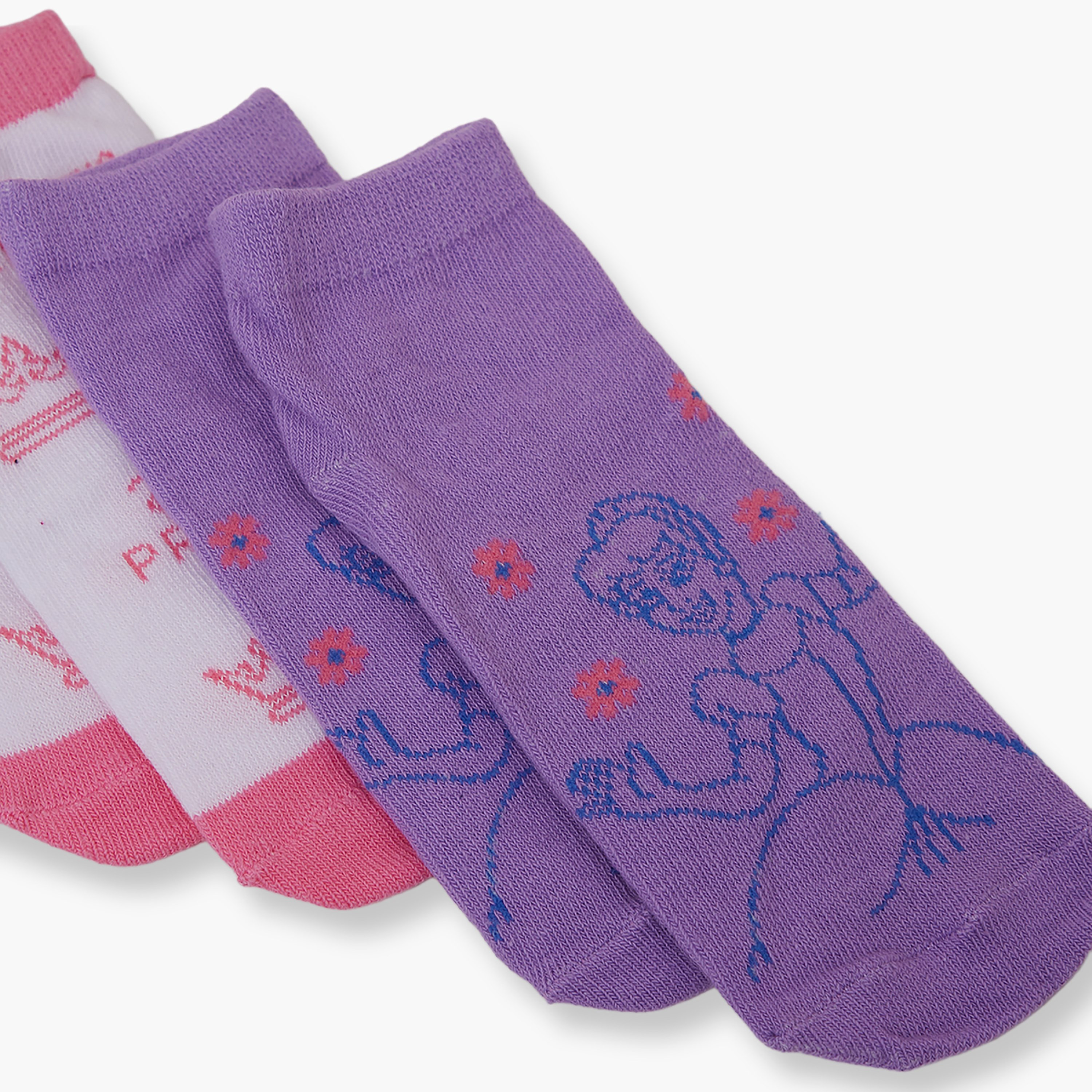 جوارب كاحل قطنية مطبوعة 3 أزواج من برنسيس-girls-accessories-socks-image-5