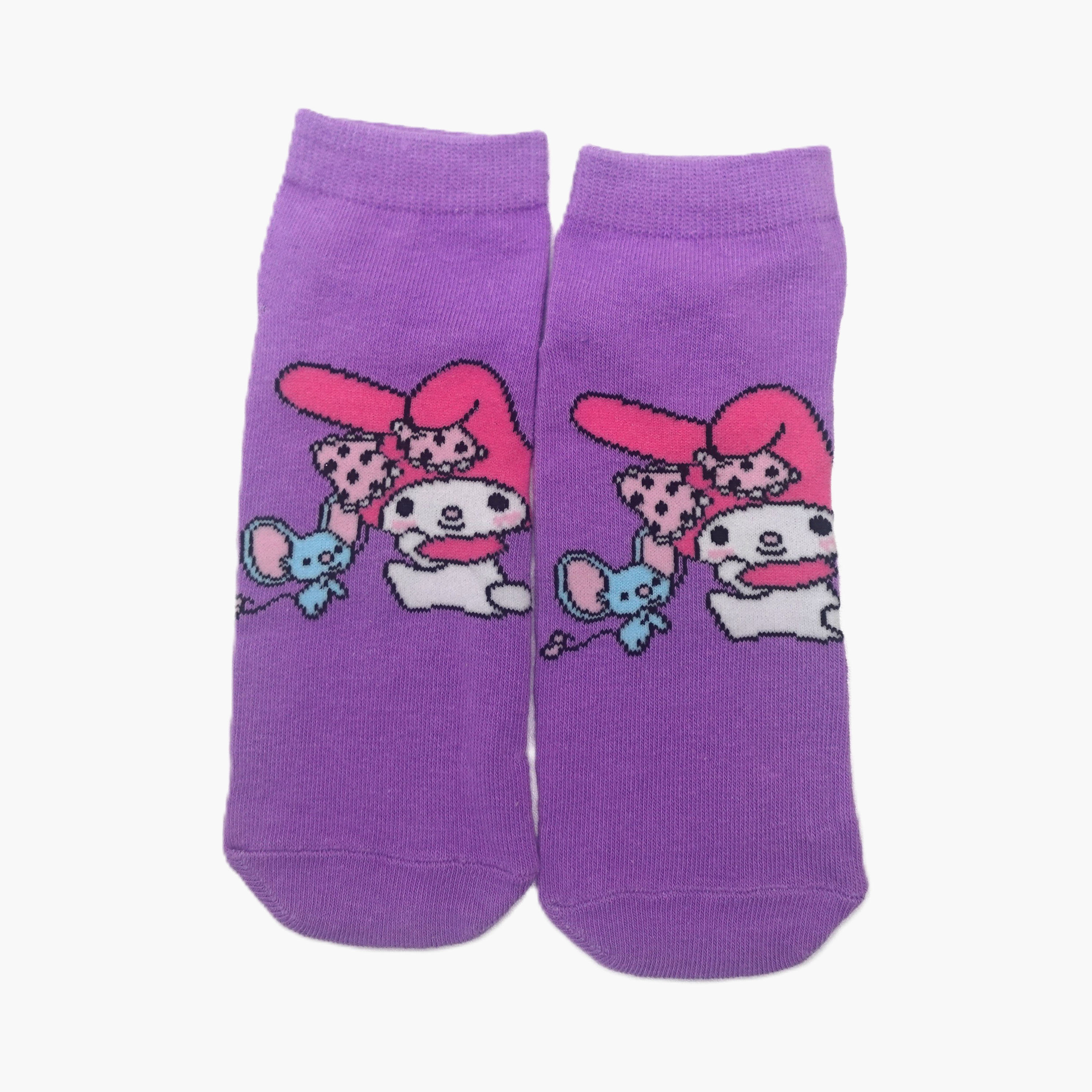 My Melody 3-Pair Cotton Blend Printed Ankle Socks-girls-accessories-socks-image-4