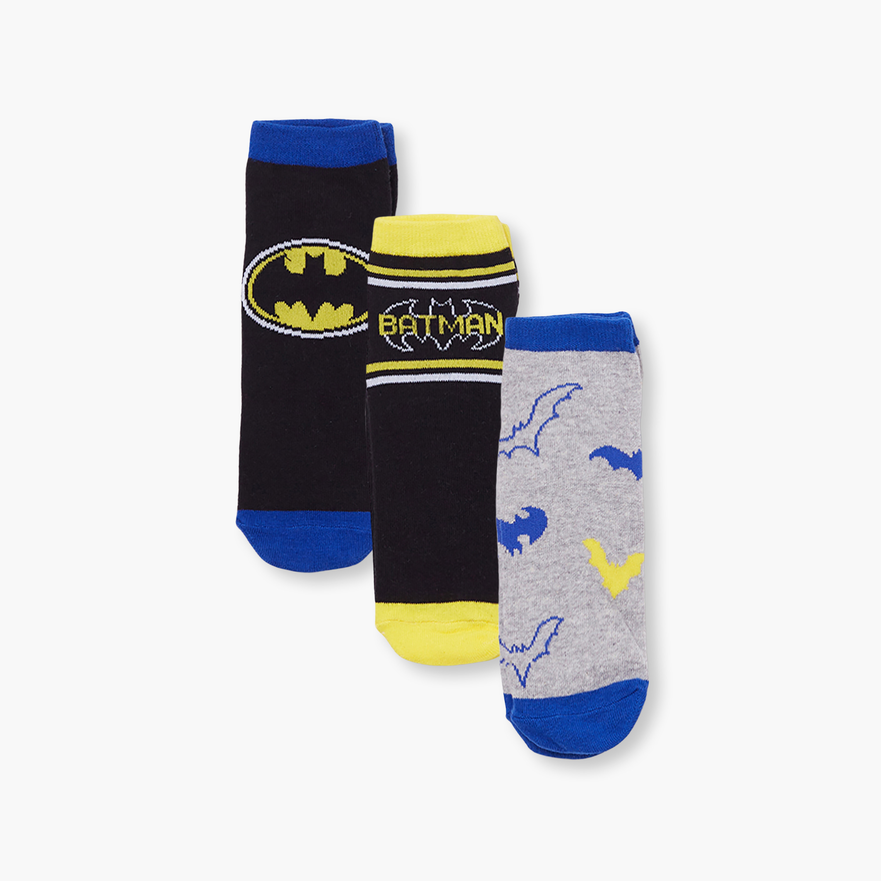 Batman 3-Pair Cotton Blend Printed Ankle Socks-boys-accessories-socks-image-1