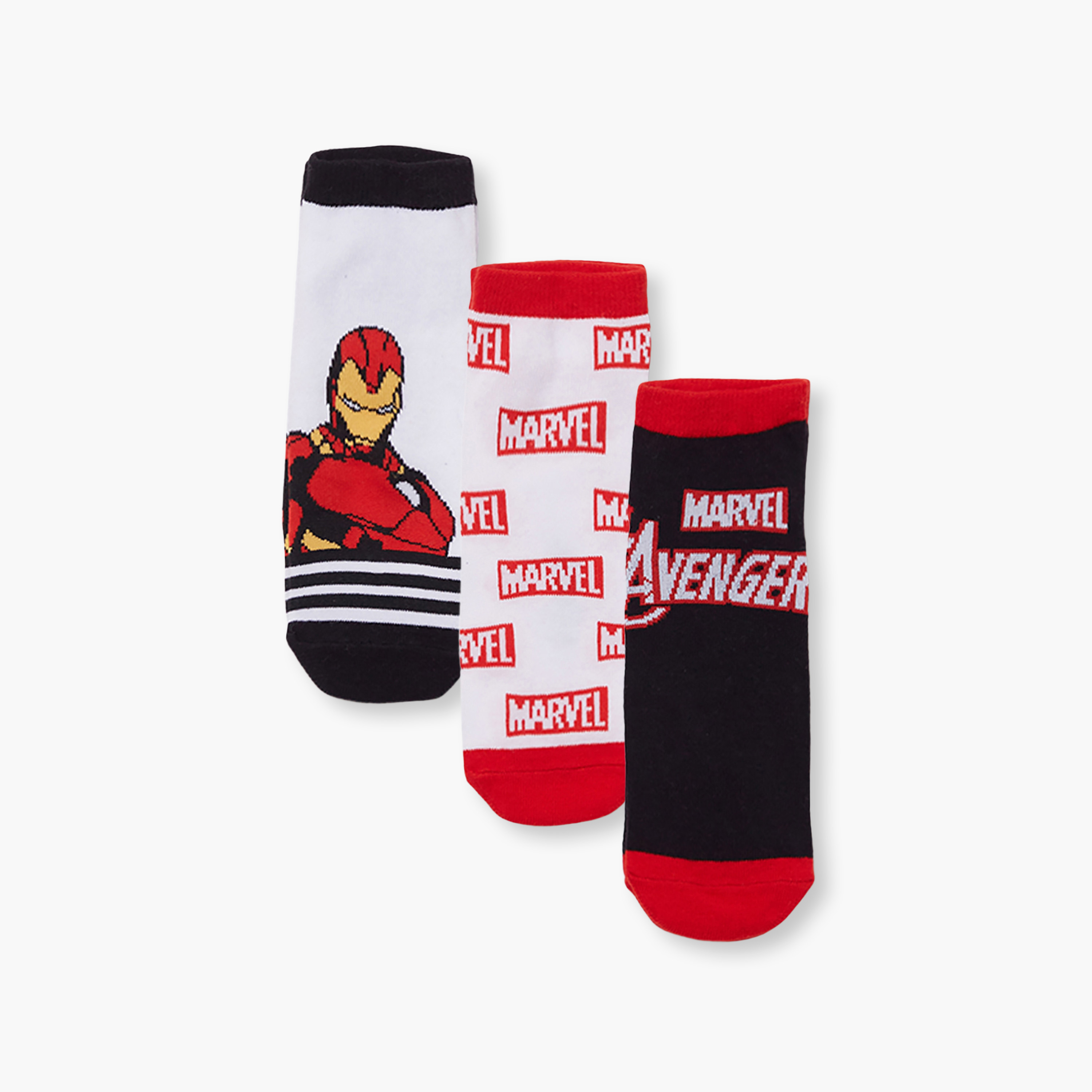 Marvel 3-Pair Cotton Blend Printed Ankle Socks-boys-accessories-socks-image-1